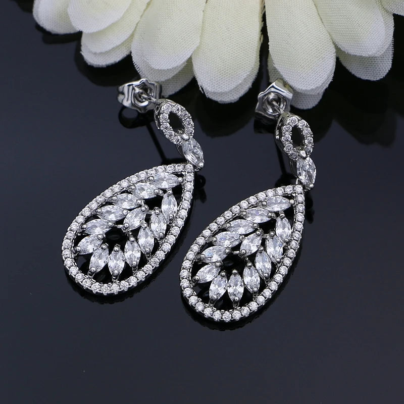 CZ Stone Silver 925 Drop Earrings for Women