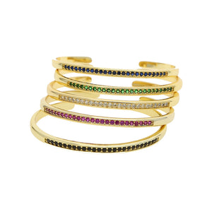 Colorful CZ Open Cuff Bangle for Women