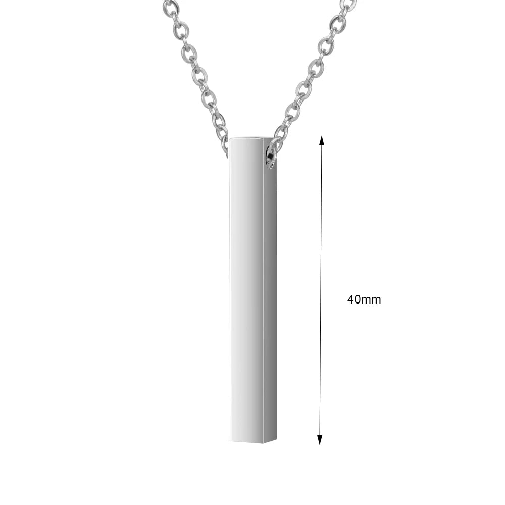 Personalized Engraved Name Date Necklace Stainless Steel Coordinates Text