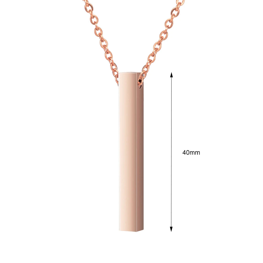 Personalized Engraved Name Date Necklace Stainless Steel Coordinates Text