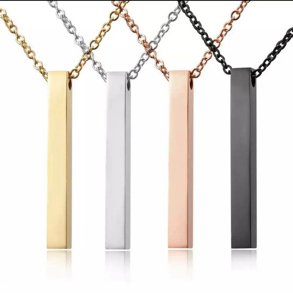 Personalized Engraved Name Date Necklace Stainless Steel Coordinates Text