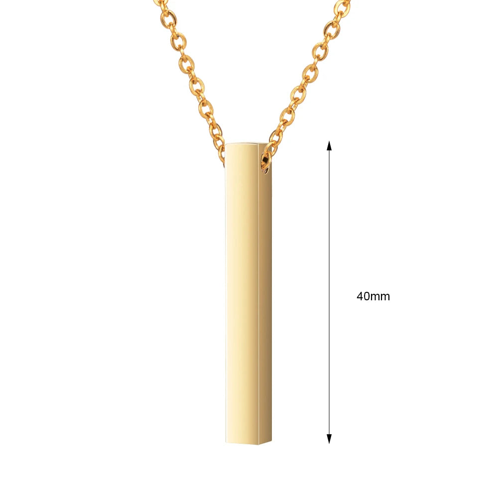 Personalized Engraved Name Date Necklace Stainless Steel Coordinates Text