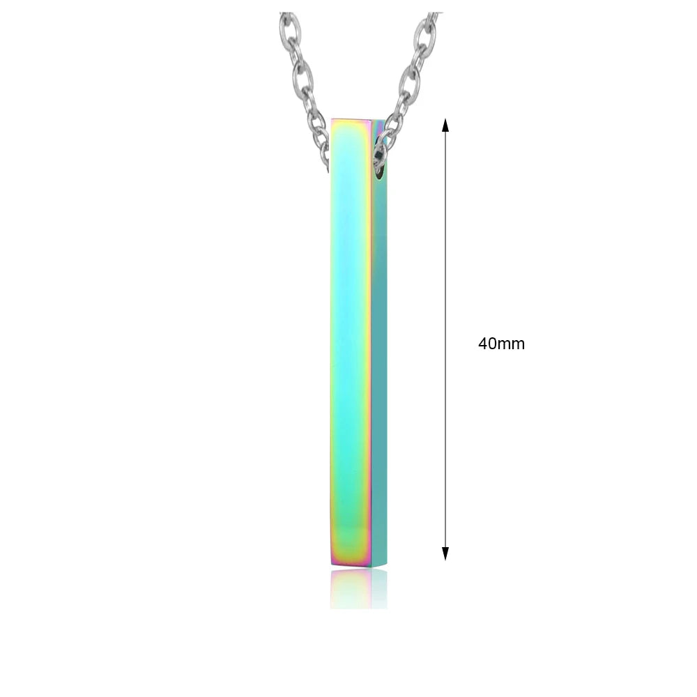 Personalized Engraved Name Date Necklace Stainless Steel Coordinates Text