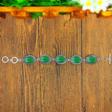 Vintage Oval Opal Bracelet Antique Silver Bangle TB333