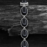Antique Silver Plated Oval Turquoise Bracelet Women Jewelry