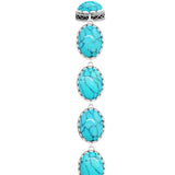 Antique Silver Plated Oval Turquoise Bracelet Women Jewelry
