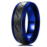 Men's Stainless Steel Groove Oblique Cut Ring