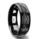 Men's Stainless Steel Groove Oblique Cut Ring