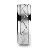 Men's Stainless Steel Groove Oblique Cut Ring