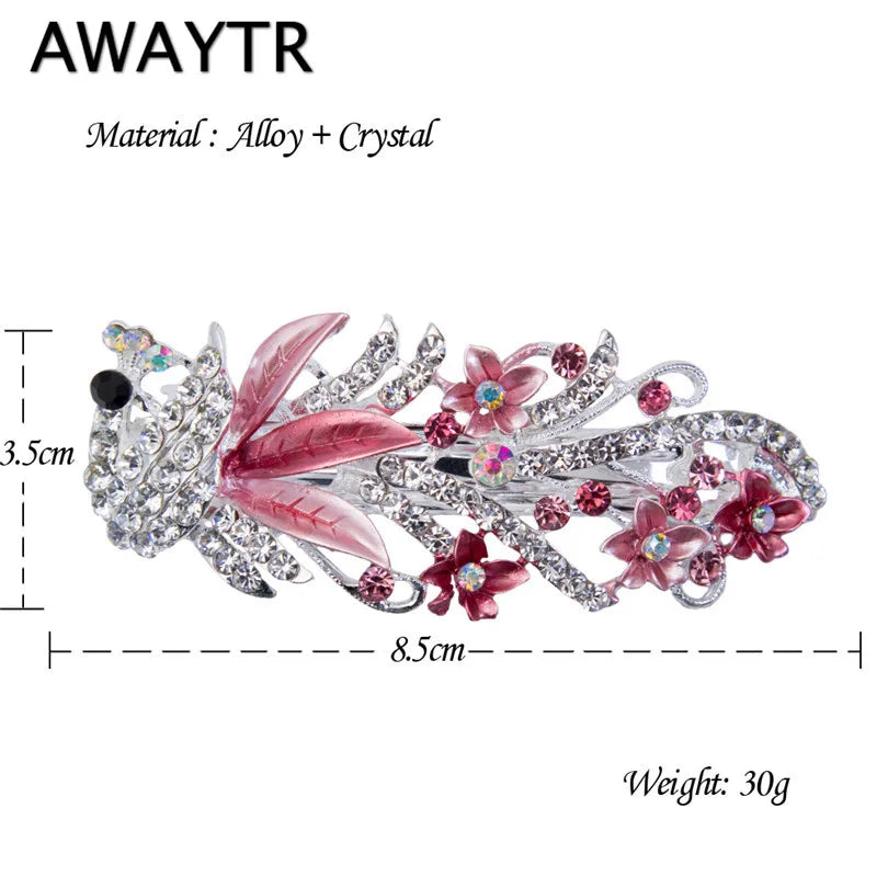 Peacock Barrettes Crystal Flower Hairpins Headwear Wedding Hair Accessories