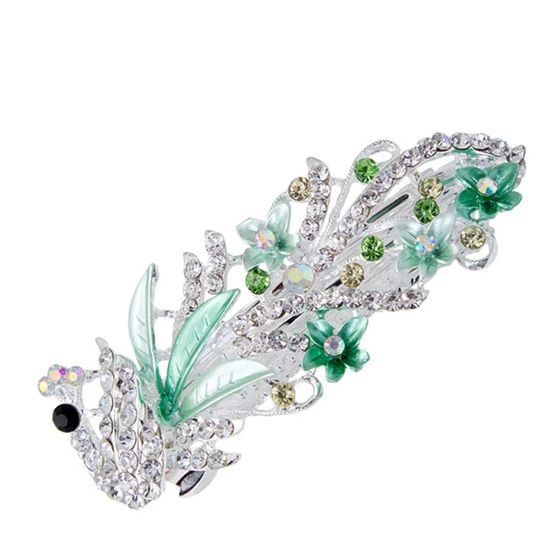 Peacock Barrettes Crystal Flower Hairpins Headwear Wedding Hair Accessories