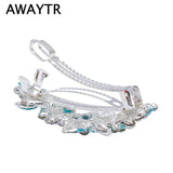 Peacock Barrettes Crystal Flower Hairpins Headwear Wedding Hair Accessories