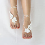Ivory Crochet Wedding Barefoot Sandals Foot Jewelry