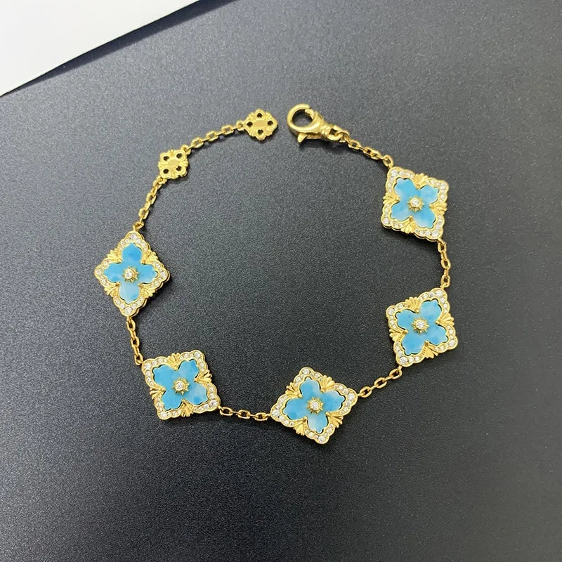 Zicorn Clover Enamel Shell Clavicle Chain Bracelet
