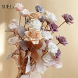 5 Heads Roses Branch Wedding Flower Arrangement Artificial Bouquet