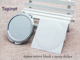 5 Kits Silver Portable Pocket Mirror+Epoxy Sticker Round Metal Makeup Mirror