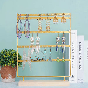 Earrings Holder Jewelry Organizer Display Stand with Wooden Base