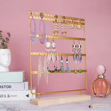 Earrings Holder Jewelry Organizer Display Stand with Wooden Base