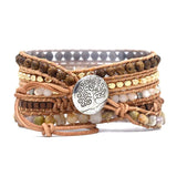 5 Layers Natural Stone Leather Bracelet Mix Stones Women Wrap Bracelet