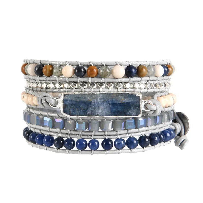 5-Layer Stone Leather Wrap Bracelet for Women