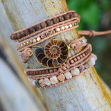 5 Layers Natural Stone Leather Bracelet Mix Stones Women Wrap Bracelet