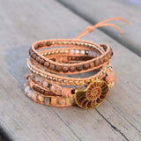 5 Layers Natural Stone Leather Bracelet Mix Stones Women Wrap Bracelet