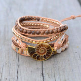 5 Layers Natural Stone Leather Bracelet Mix Stones Women Wrap Bracelet