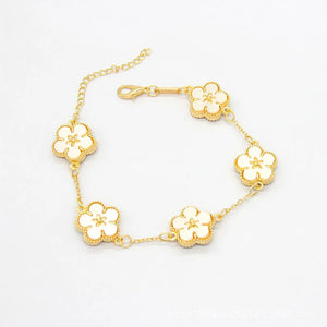 Flower Pattern Charm Bracelet for Women Valentines Gift