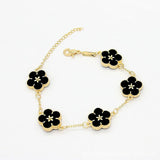 Flower Pattern Charm Bracelet for Women Valentines Gift