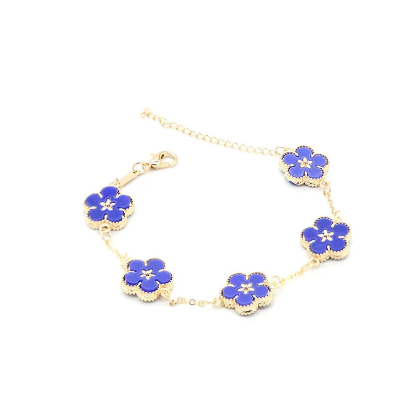 Flower Pattern Charm Bracelet for Women Valentines Gift