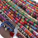 6mm Round Cotton Cord in 5 Ethnic Rope Textile Colors - DIY Bracelets Making