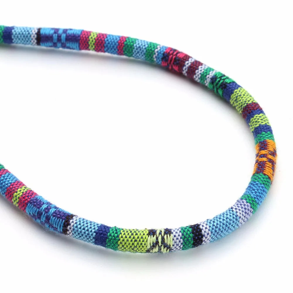 6mm Round Cotton Cord in 5 Ethnic Rope Textile Colors - DIY Bracelets Making