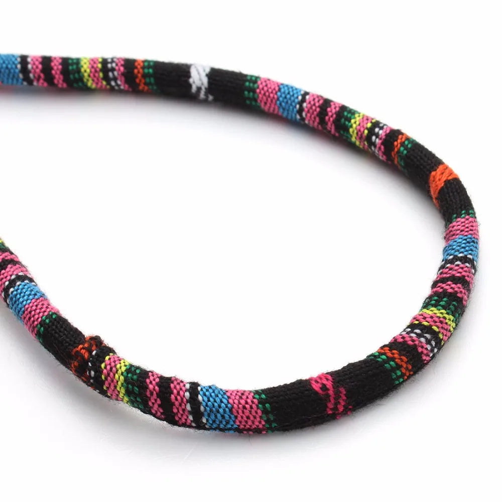 6mm Round Cotton Cord in 5 Ethnic Rope Textile Colors - DIY Bracelets Making