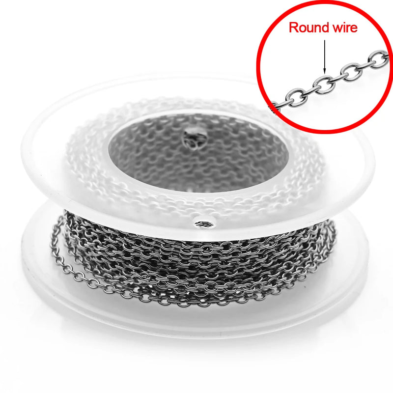 5m 1-3mm Stainless Steel Cross Necklace Chains Bulk
