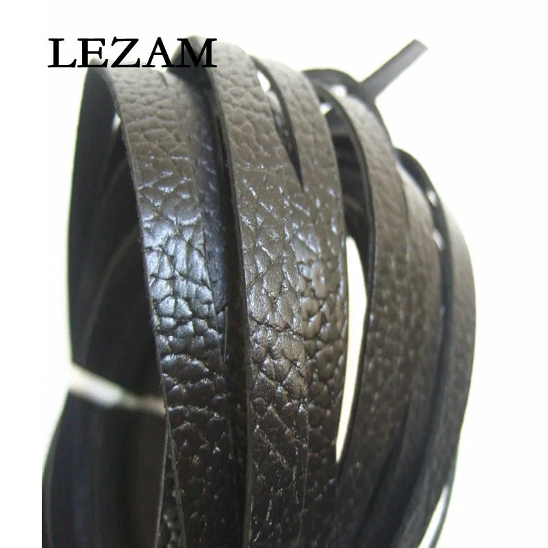 5M Embossed 10mm Flat Real Leather Cord Jewelry Findings