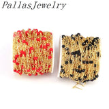 5 Meters Plated Metal Chain Red Beads Necklace Findings