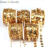 5M Heart Star Round Chains, DIY Jewelry Making Plated Brass Chain