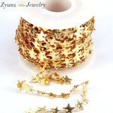 5M Heart Star Round Chains, DIY Jewelry Making Plated Brass Chain