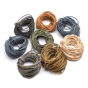 5M/2MM Colour Cow Leather Round Thong Cord DIY Bracelet Findings Rope String