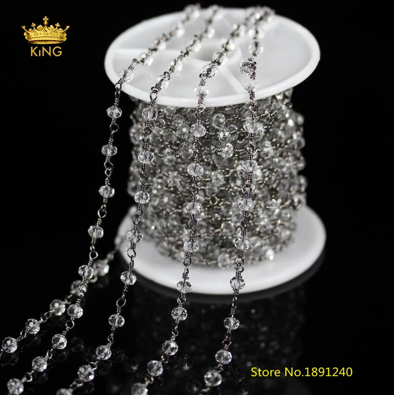Gun Plating Wire Wrapped Abacus Beads Rosary Chains