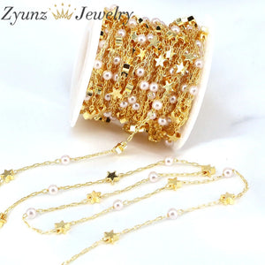 5m Shell Pearl Star/Heart Rosary Brass Chain