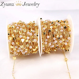 5m Shell Pearl Star/Heart Rosary Brass Chain