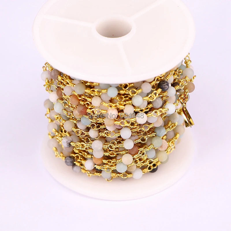 5 Meters Amazonite Round Beads Jewelry Chain