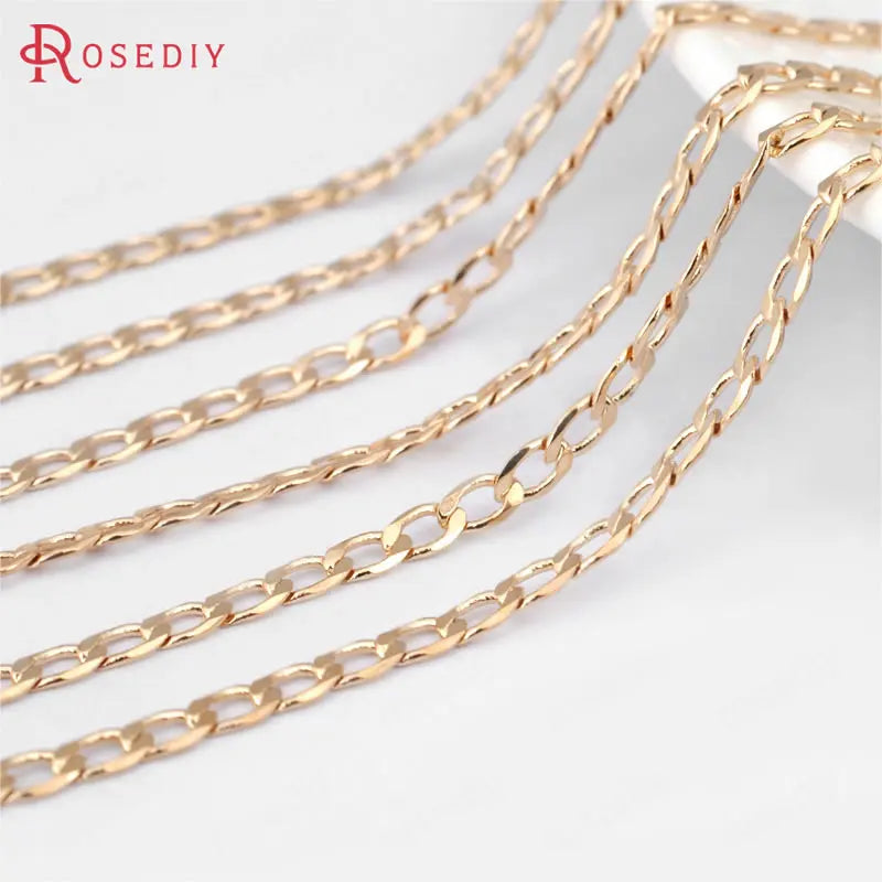 2.3MM Copper Champagne Faceted Flat Oval Chains - 5 Meters Width