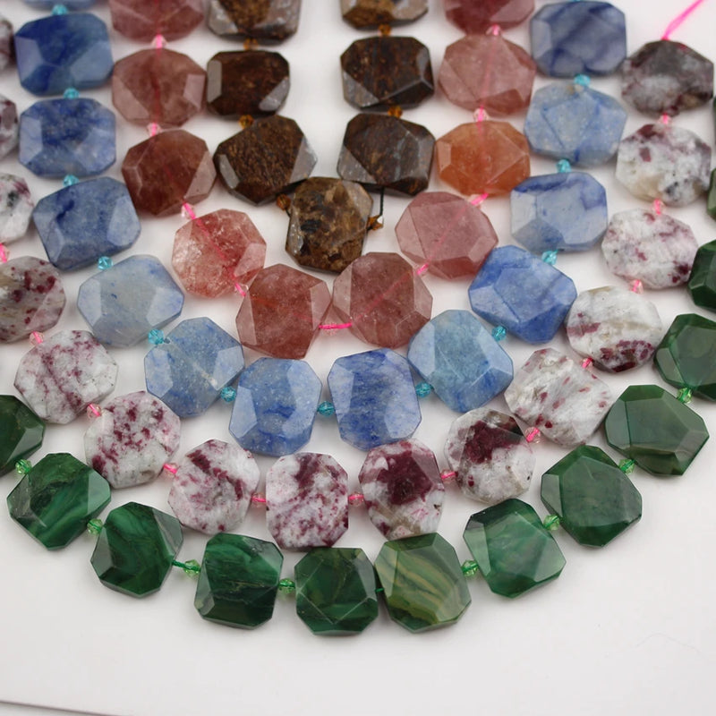 Mixed Gemstone Polished Faceted Slab Beads 20x25mm