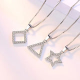 925 Silver Crystal Zircon Pendant Necklace For Women with Chain choker kolye