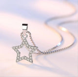 925 Silver Crystal Zircon Pendant Necklace For Women with Chain choker kolye