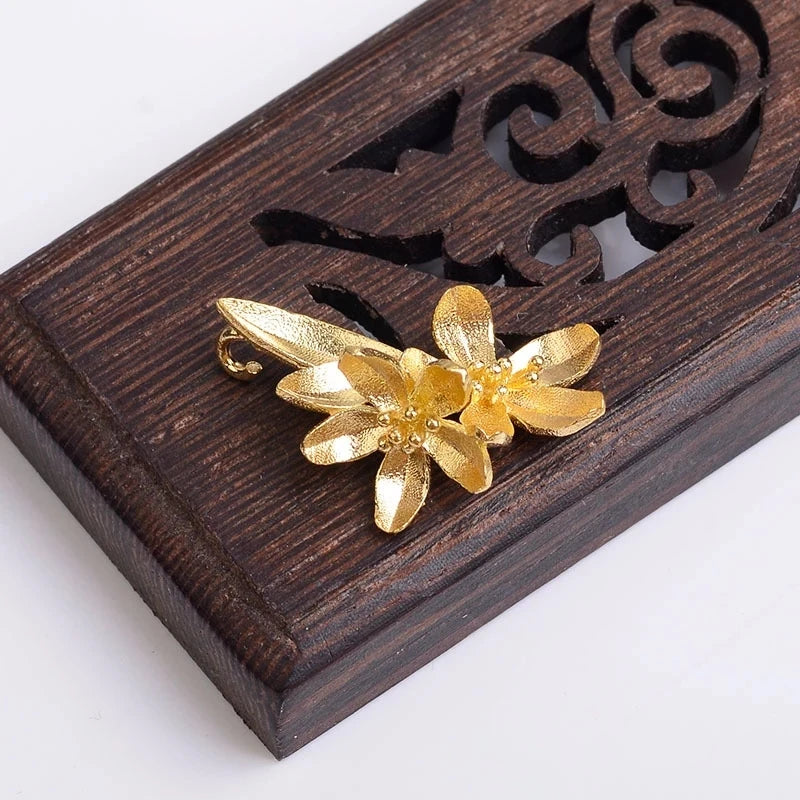 5 PCS 17x25mm Metal Brass Flowers Pendant Charms DIY Jewelry Making
