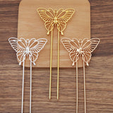 5 PCS Alloy Butterfly Hair Sticks Copper U Shape Hair Forks DIY Headwear