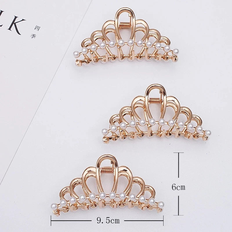 5 PCS KC Plated Pearl Crown Hairpin Hairwear